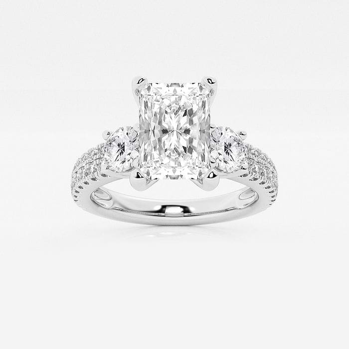 Ctw Radiant Lab Grown Diamond Engagement Ring With Double Row