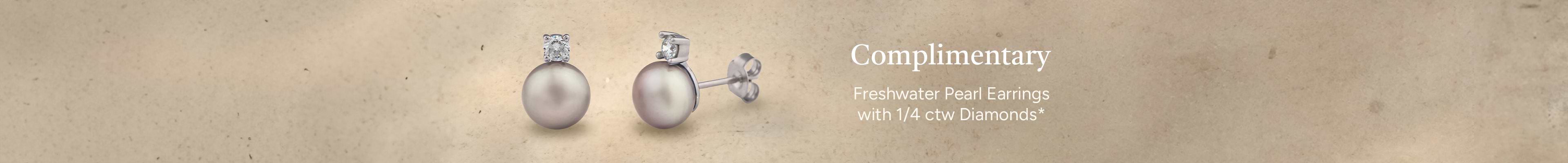 Complimentary Color Enhanced Gray Freshwater Pearl and Round Lab Grown Diamond Earrings with Purchase of CA$3,690 or More