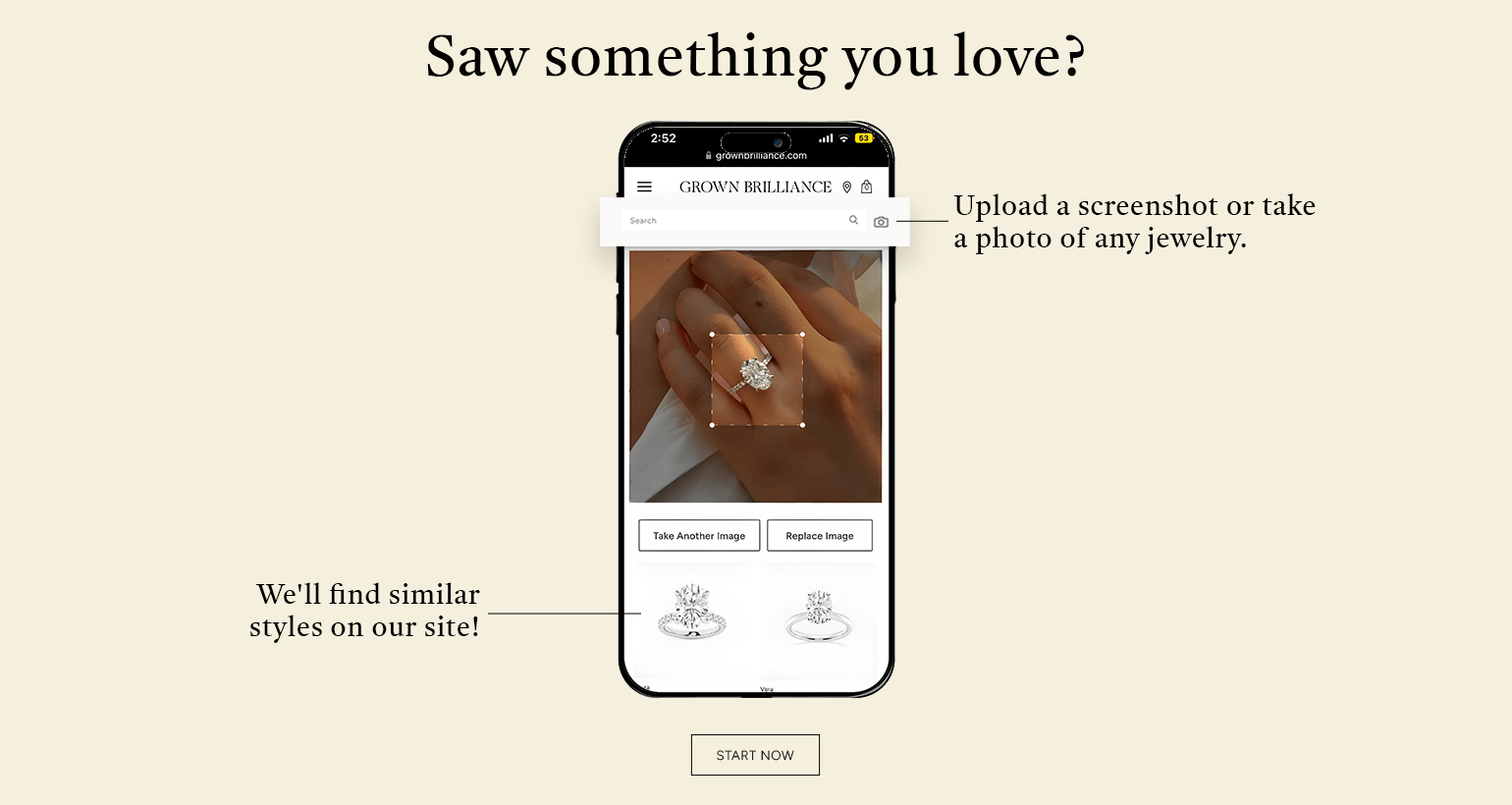 Visual search banner showing jewelry