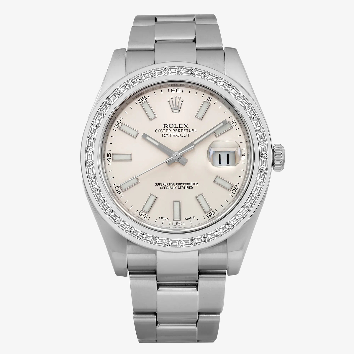 2 7/8 ctw Trapezoid Lab Grown Diamond  Rolex Watch