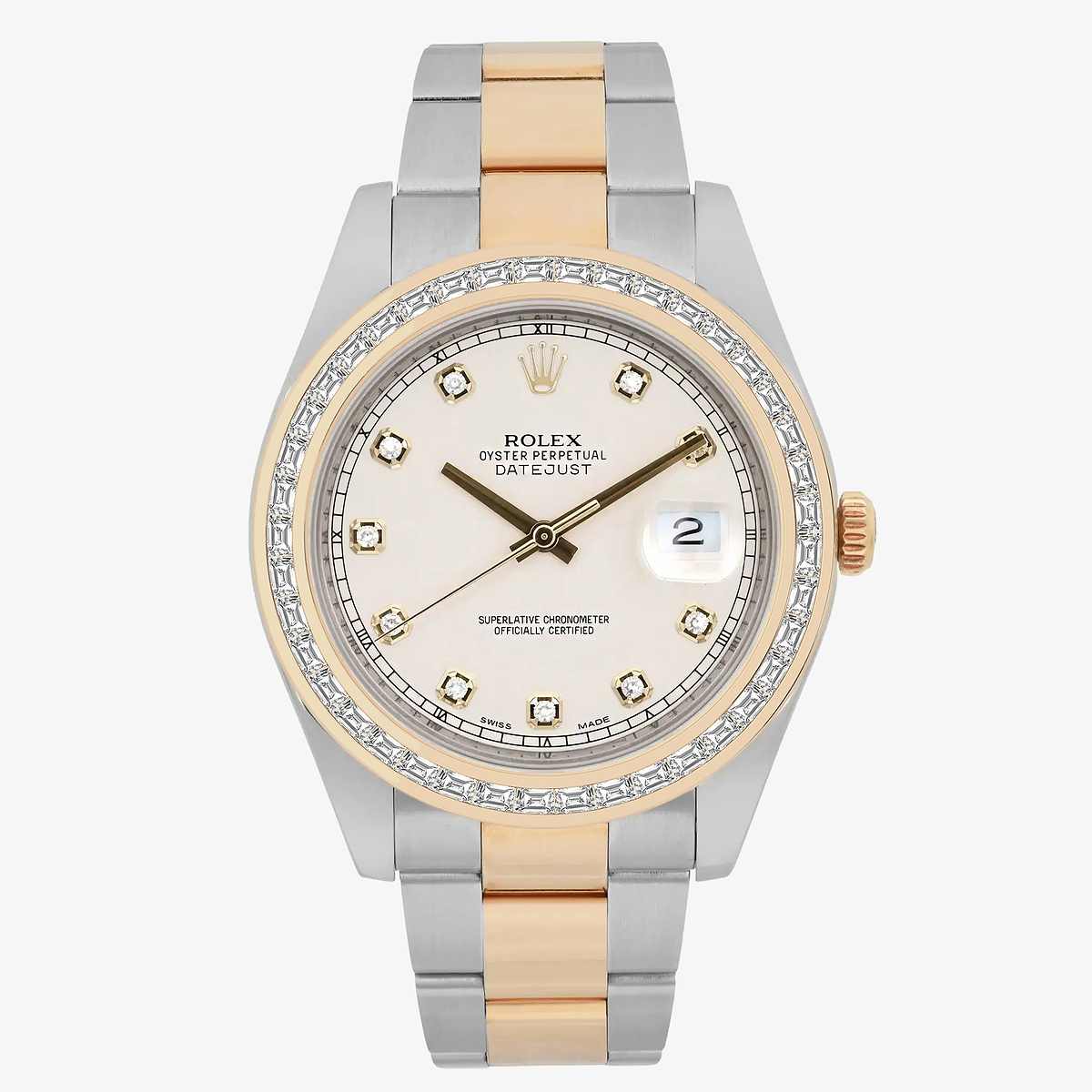 2 7/8 ctw Trapezoid Lab Grown Diamond  Rolex Watch