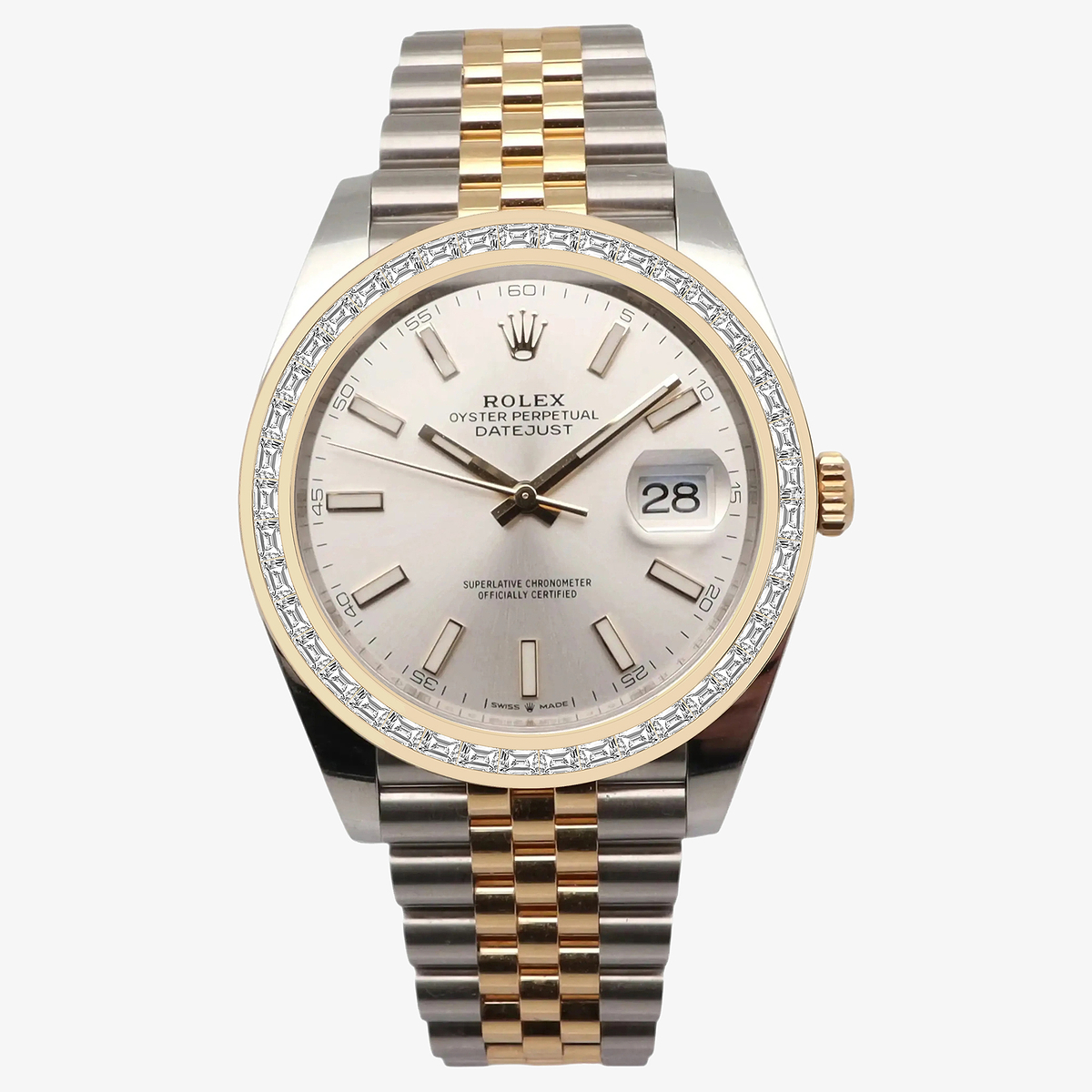 2 7/8 ctw Trapezoid Lab Grown Diamond  Rolex Watch