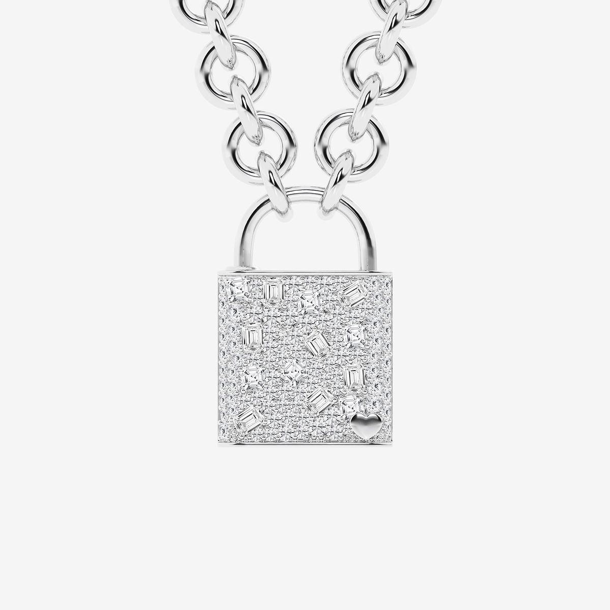 2 3/4 ctw Emerald and Asscher Lab Grown Diamond Scatter Lock Pendant