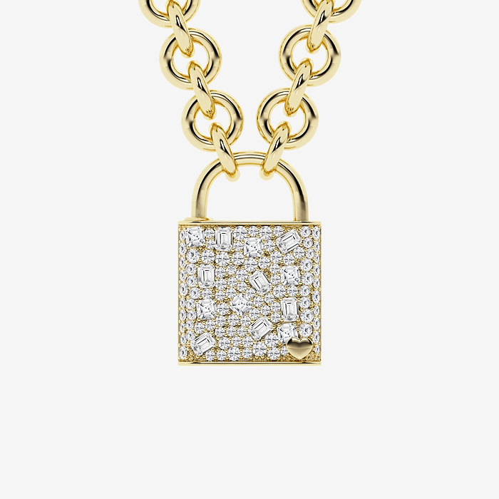 2 3/4 ctw Emerald and Asscher Lab Grown Diamond Scatter Lock Pendant
