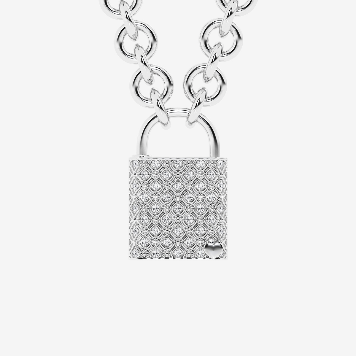 1/2 ctw Round Lab Grown Diamond Filigree Lock Pendant