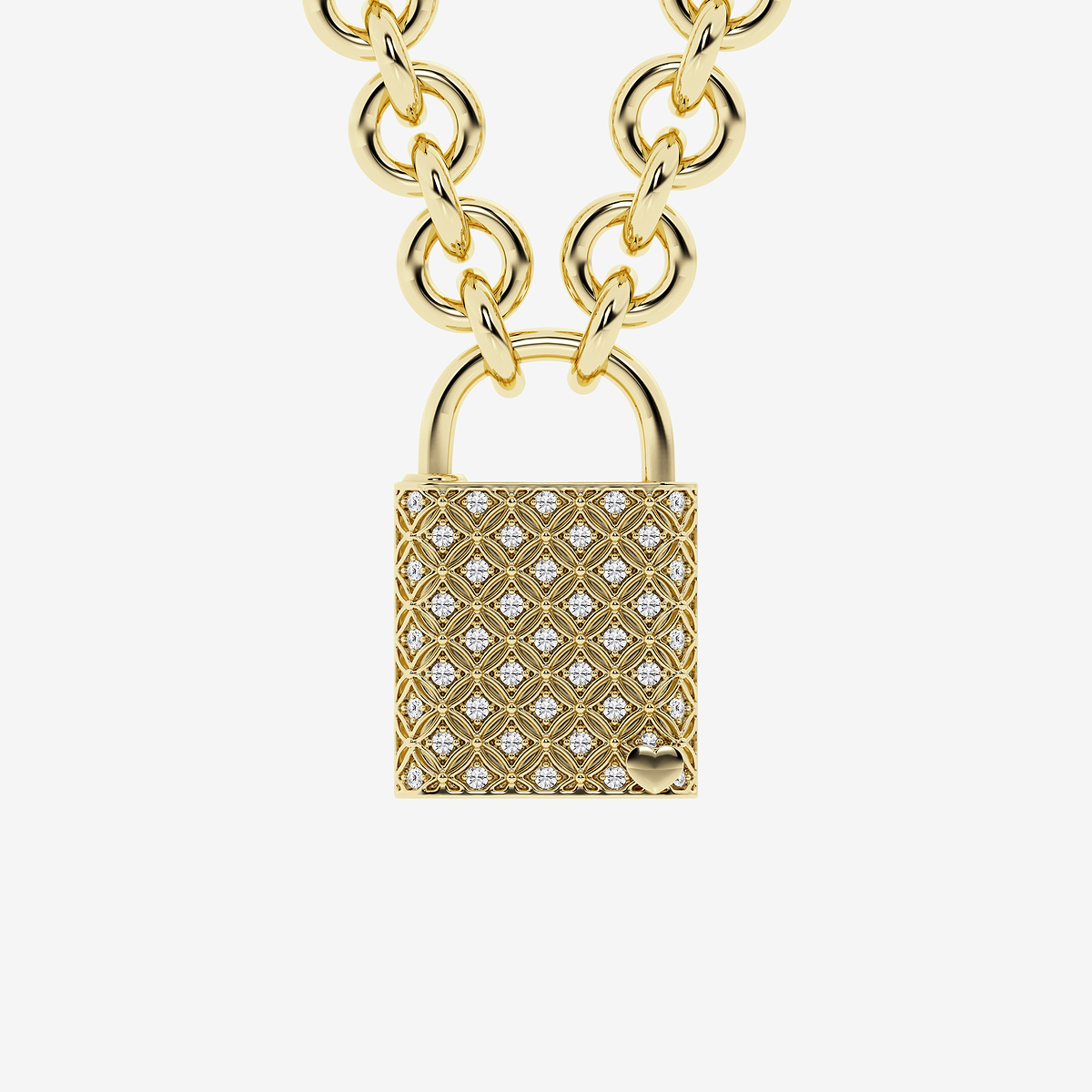 1/2 ctw Round Lab Grown Diamond Filigree Lock Pendant