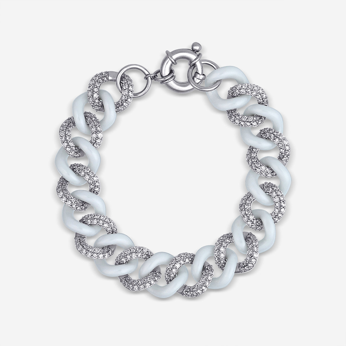 3 2/5 ctw Round Lab Grown Diamond Gold & Ceramic Link Bracelet - 7 Inches