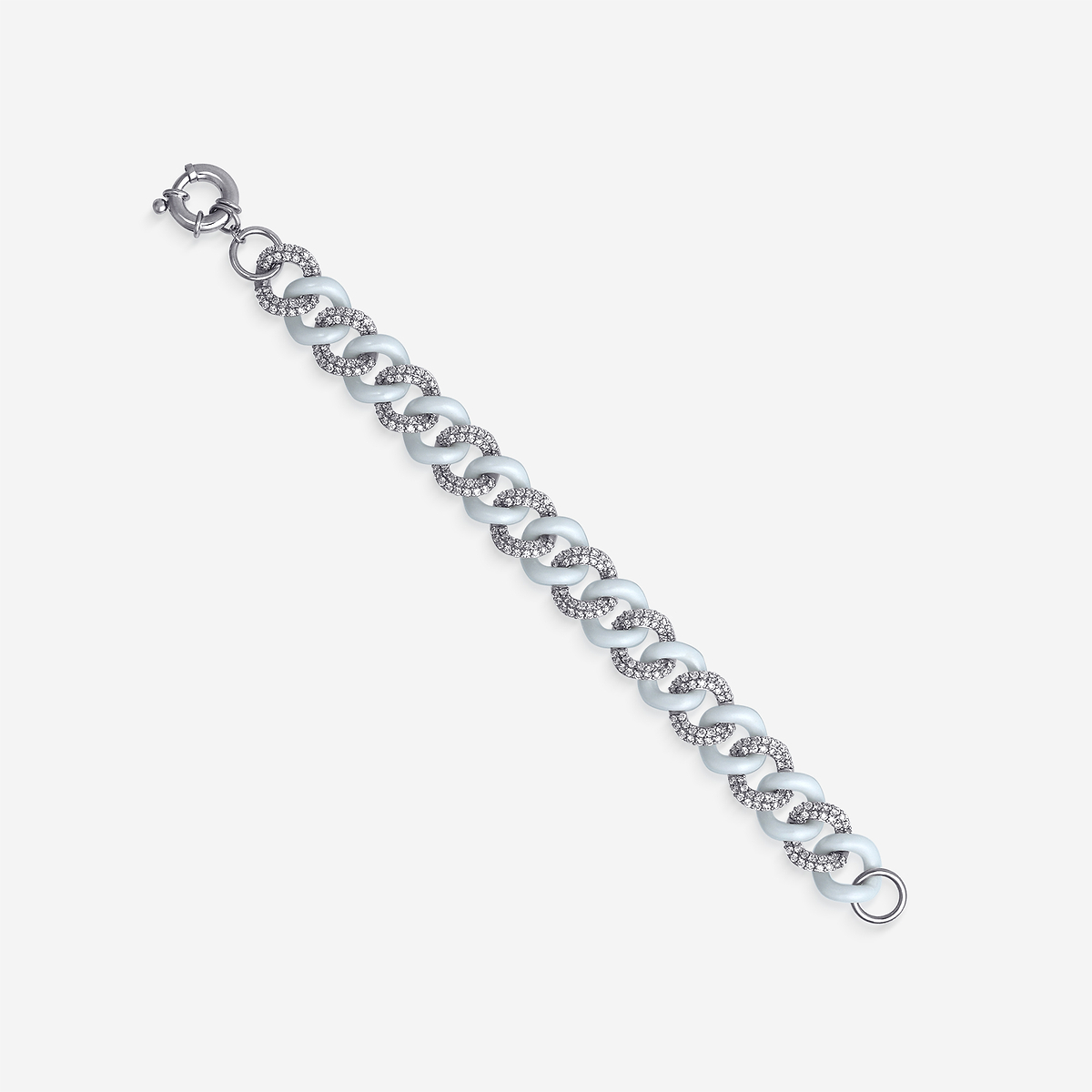 Additional Image 1 for  3 2/5 ctw Round Lab Grown Diamond Gold & Ceramic Link Bracelet - 7 Inches