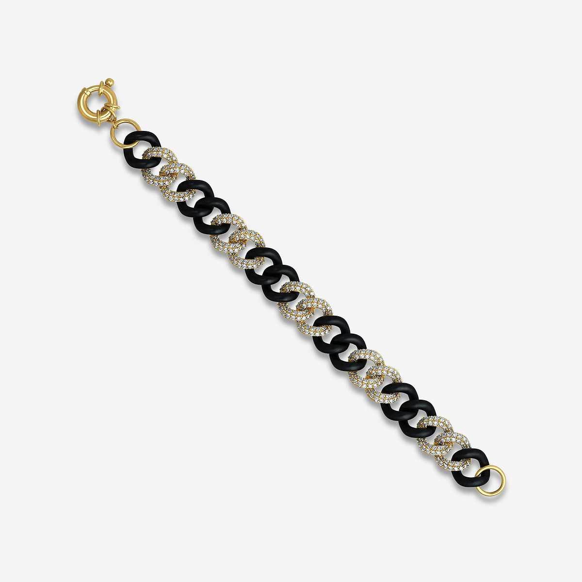 Additional Image 1 for  3 2/5 ctw Round Lab Grown Diamond Gold & Ceramic Link Bracelet - 7 Inches