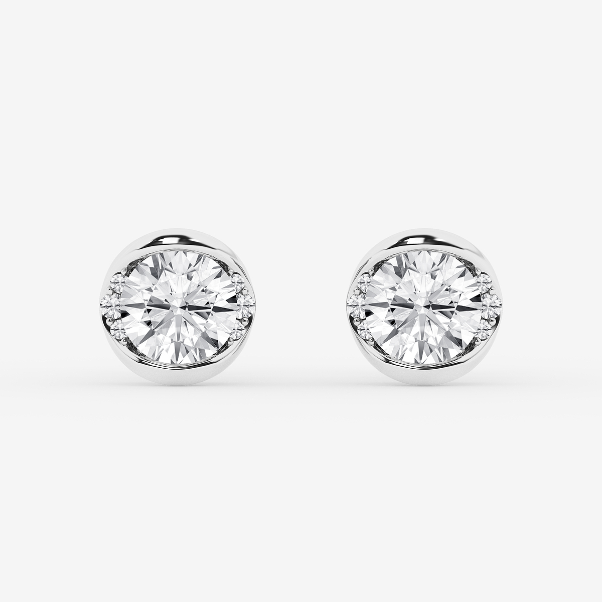 2 ctw Round Lab Grown Diamond Half Bezel Stud Earrings