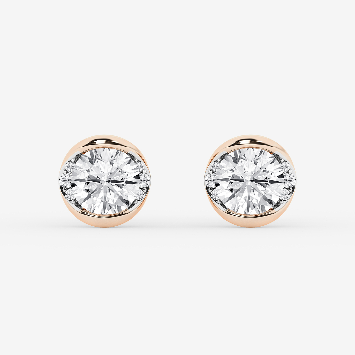 2 ctw Round Lab Grown Diamond Half Bezel Stud Earrings