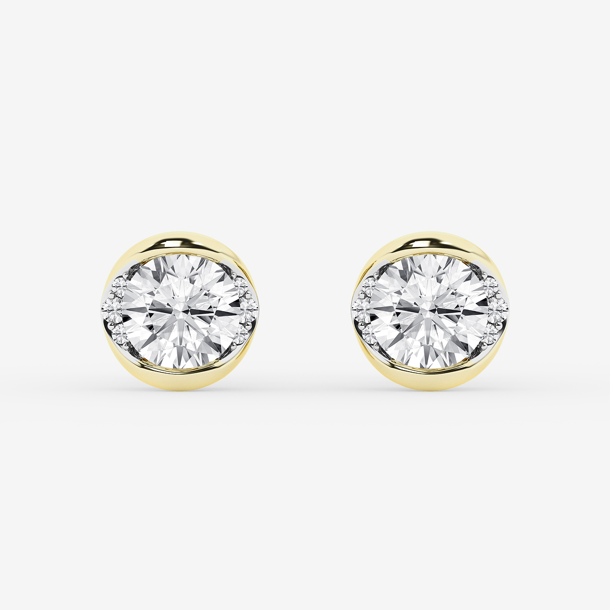 2 ctw Round Lab Grown Diamond Half Bezel Stud Earrings
