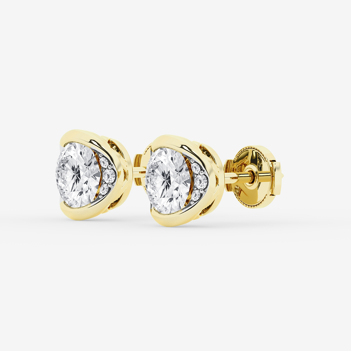 Additional Image 1 for  2 ctw Round Lab Grown Diamond Half Bezel Stud Earrings