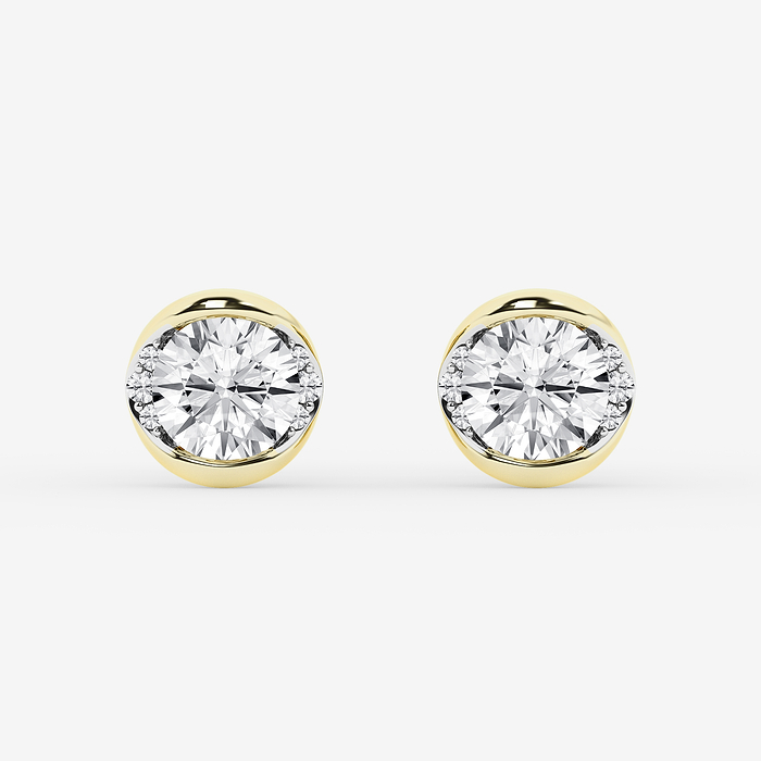 2 ctw Round Lab Grown Diamond Half Bezel Stud Earrings