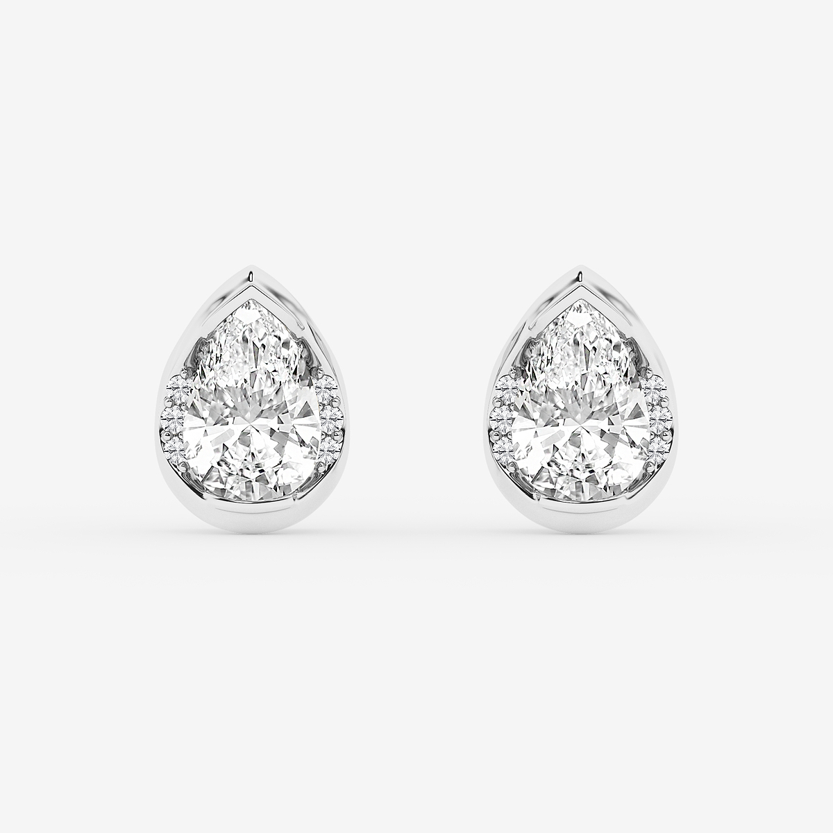 2 ctw Pear Lab Grown Diamond Half Bezel Stud Earrings