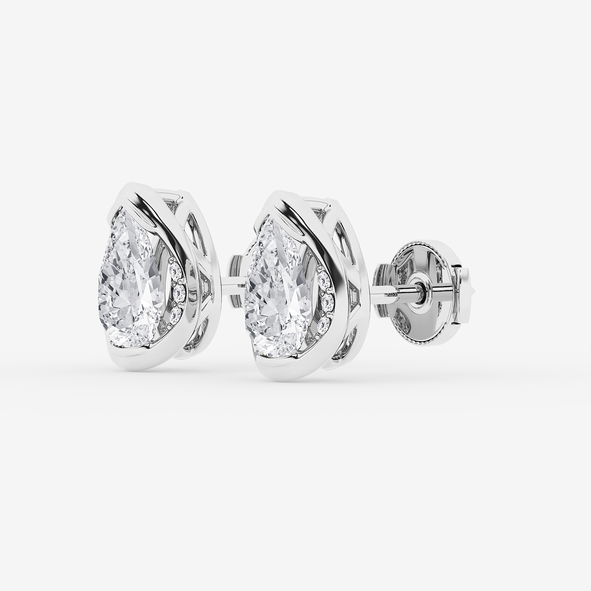 Additional Image 1 for  2 ctw Pear Lab Grown Diamond Half Bezel Stud Earrings