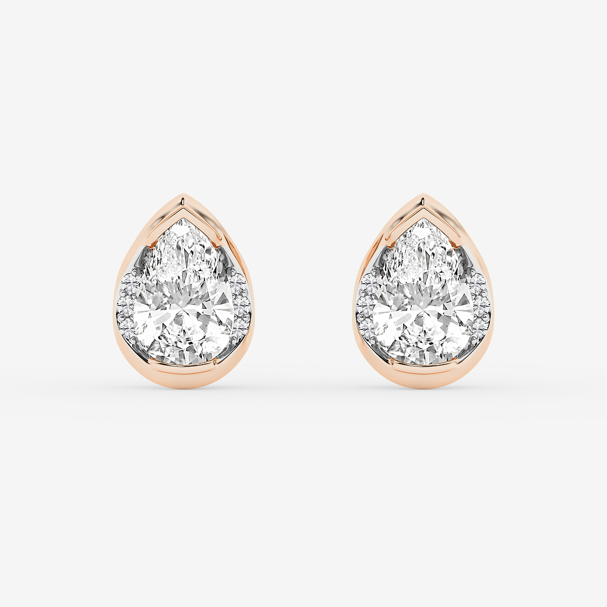 2 ctw Pear Lab Grown Diamond Half Bezel Stud Earrings
