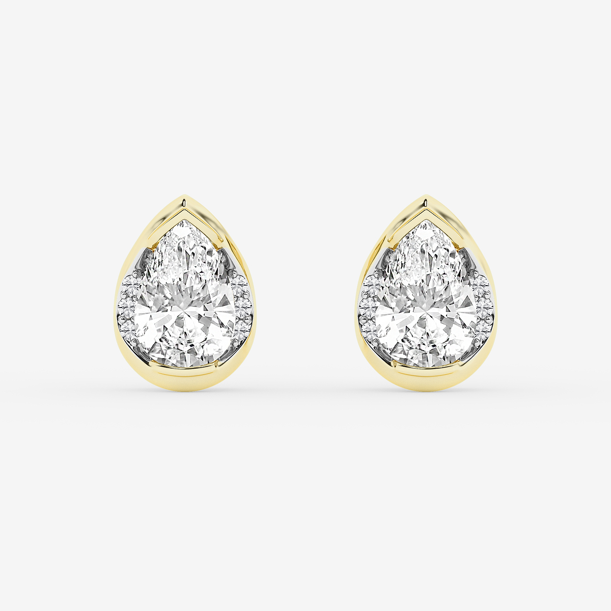 2 ctw Pear Lab Grown Diamond Half Bezel Stud Earrings