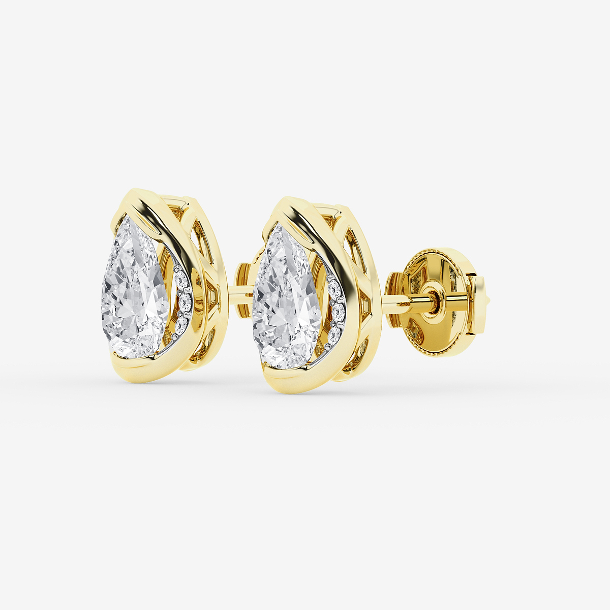Additional Image 1 for  2 ctw Pear Lab Grown Diamond Half Bezel Stud Earrings