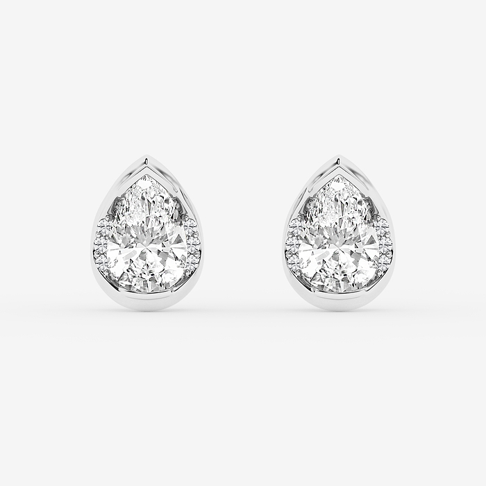 2 ctw Pear Lab Grown Diamond Half Bezel Stud Earrings