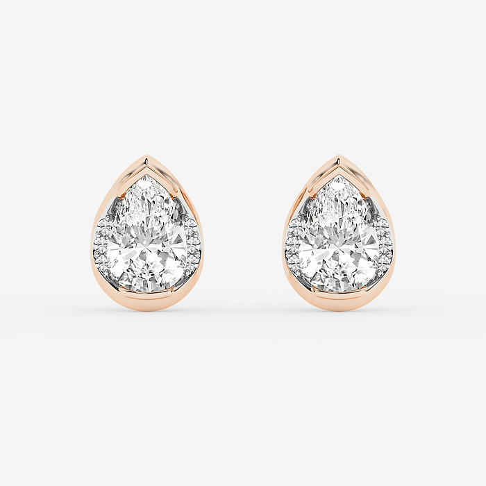 2 ctw Pear Lab Grown Diamond Half Bezel Stud Earrings