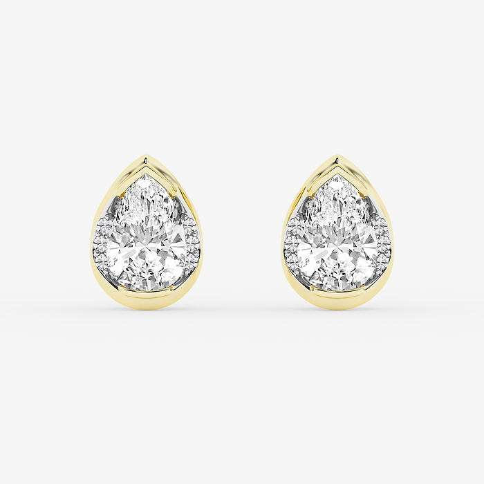 2 ctw Pear Lab Grown Diamond Half Bezel Stud Earrings