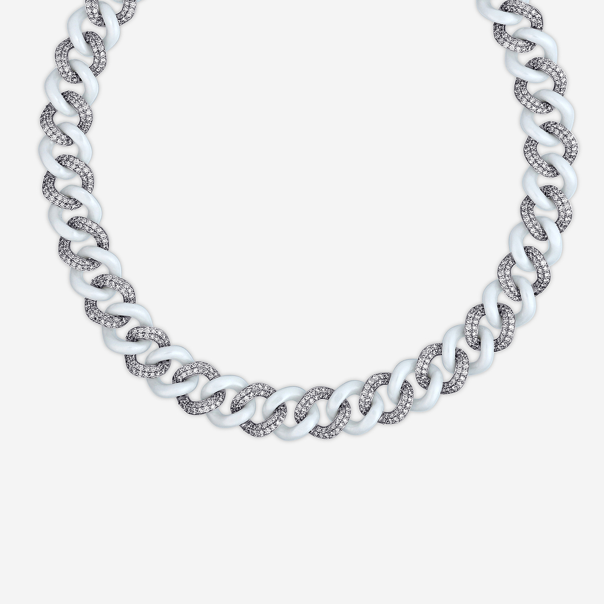 17 1/2 ctw Round Lab Grown Diamond Gold & Ceramic Link Necklace