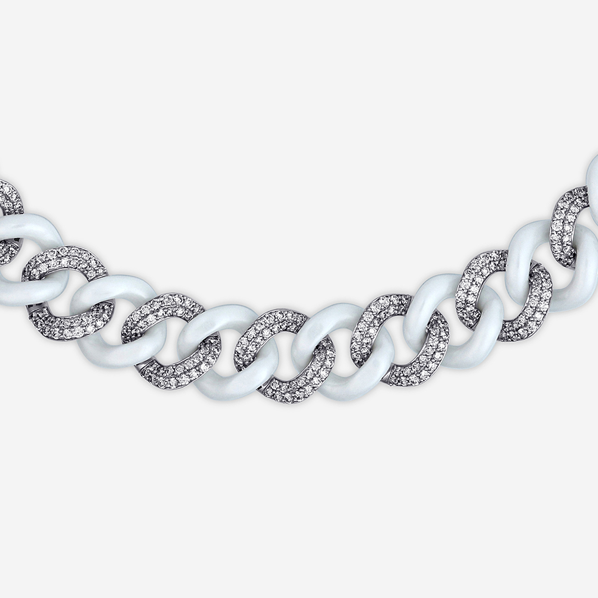 Additional Image 1 for  17 1/2 ctw Round Lab Grown Diamond Gold & Ceramic Link Necklace