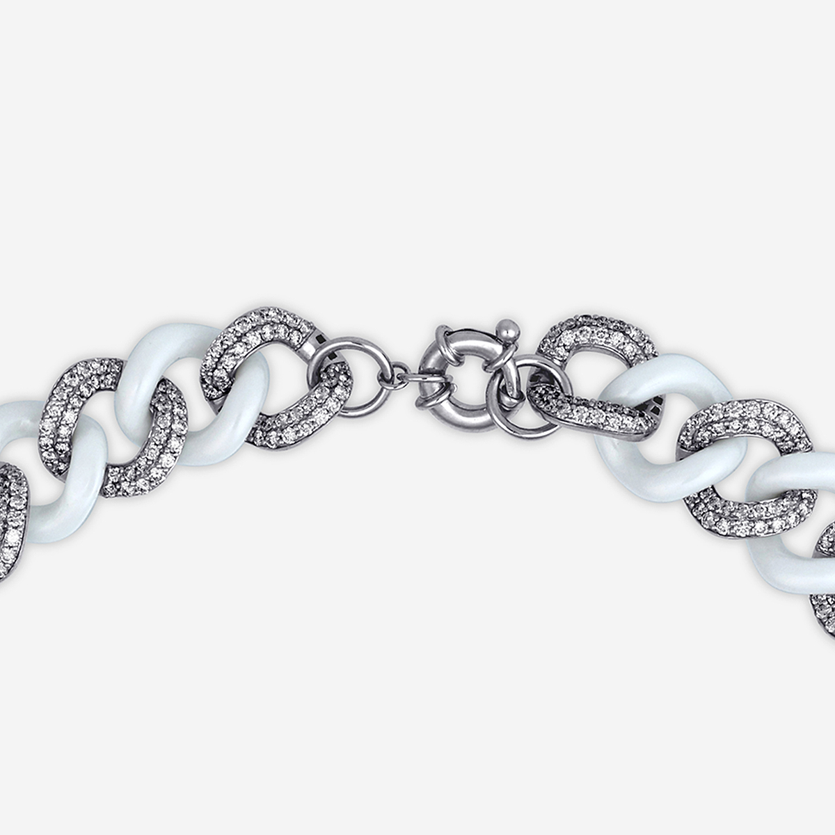 Additional Image 3 for  17 1/2 ctw Round Lab Grown Diamond Gold & Ceramic Link Necklace