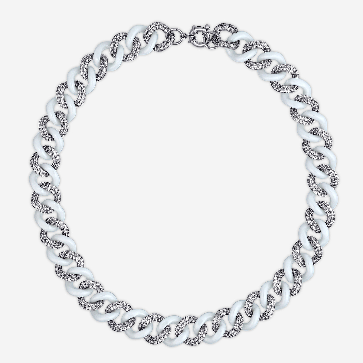 Additional Image 4 for  17 1/2 ctw Round Lab Grown Diamond Gold & Ceramic Link Necklace