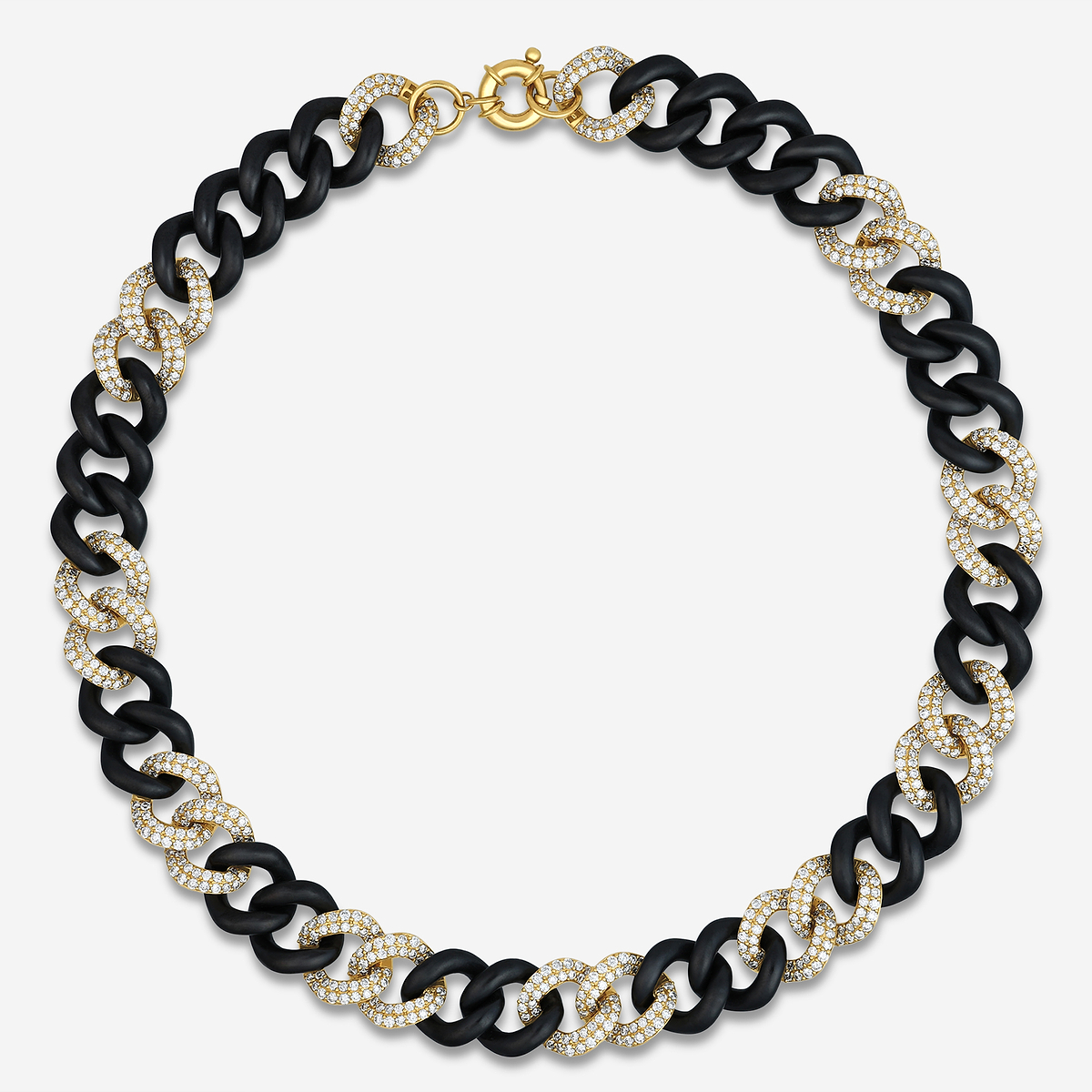 Additional Image 4 for  14 ctw Round Lab Grown Diamond Gold & Ceramic Link Necklace