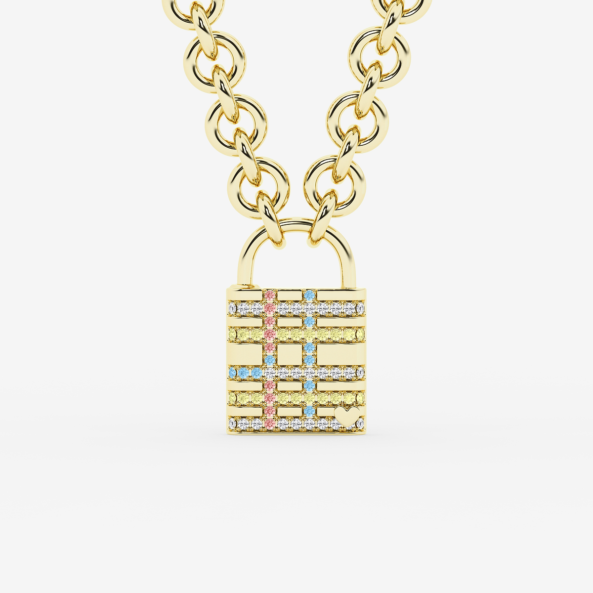 1 ctw Round Lab Grown Diamond Plaid Lock Pendant