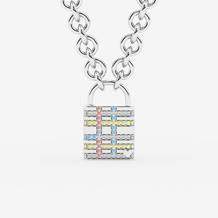 1 ctw Round Lab Grown Diamond Plaid Lock Pendant