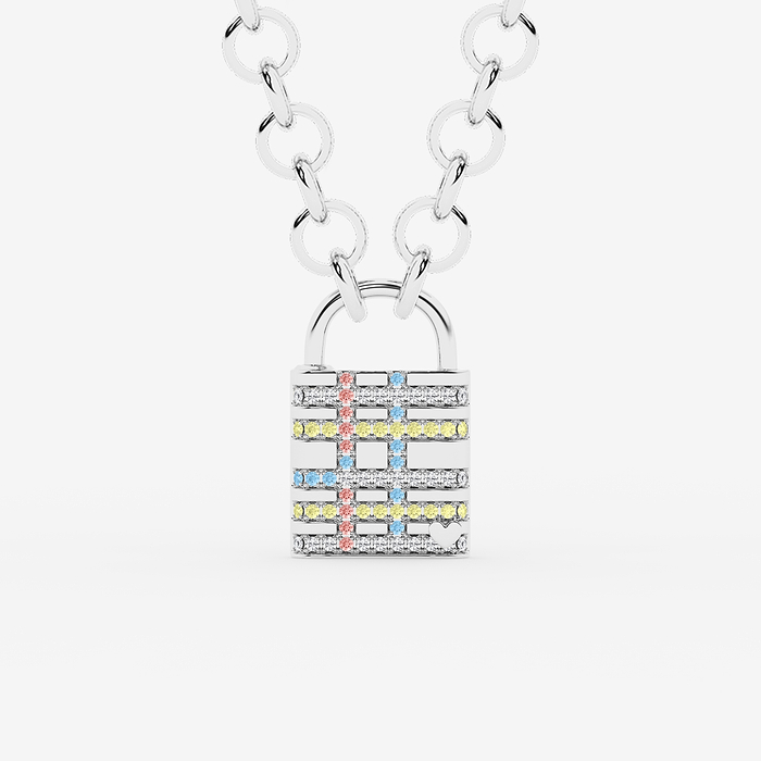 1 ctw Round Lab Grown Diamond Plaid Lock Pendant