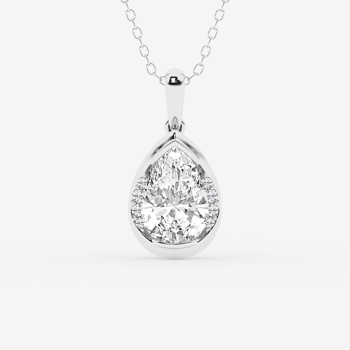 2 ctw Pear Lab Grown Diamond Half Bezel Statement Pendant