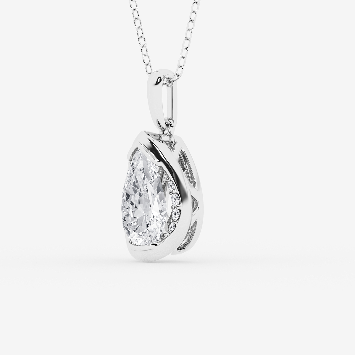 Additional Image 1 for  2 ctw Pear Lab Grown Diamond Half Bezel Statement Pendant
