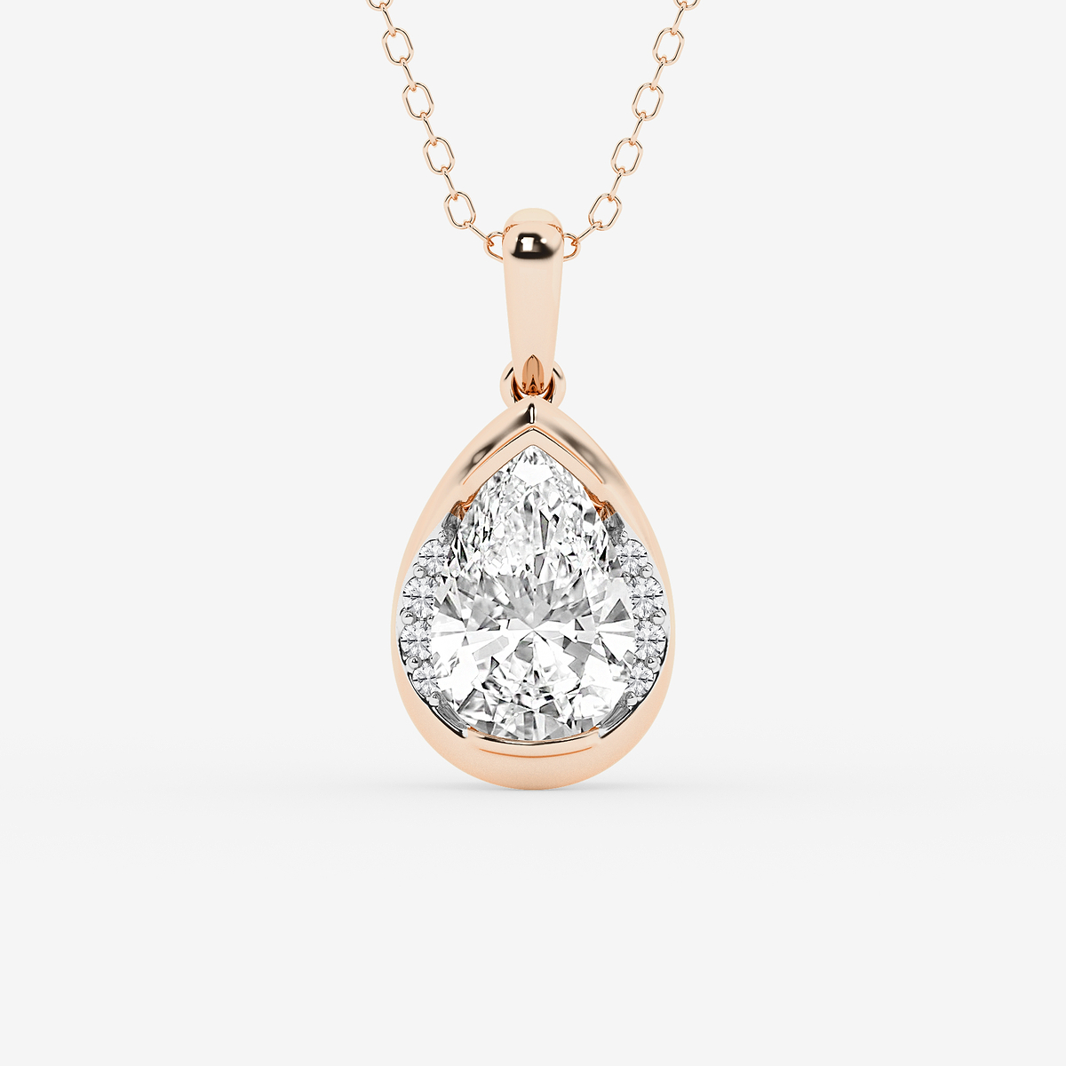 2 ctw Pear Lab Grown Diamond Half Bezel Statement Pendant