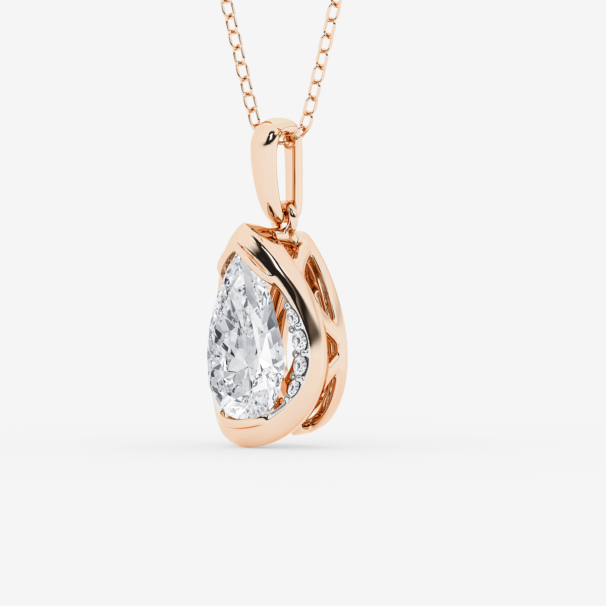 Additional Image 1 for  2 ctw Pear Lab Grown Diamond Half Bezel Statement Pendant