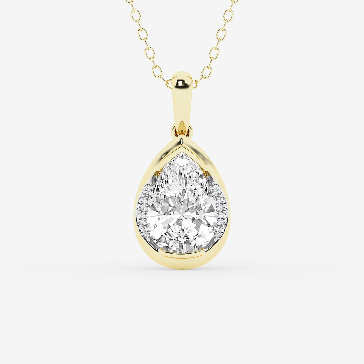 2 ctw Pear Lab Grown Diamond Half Bezel Statement Pendant