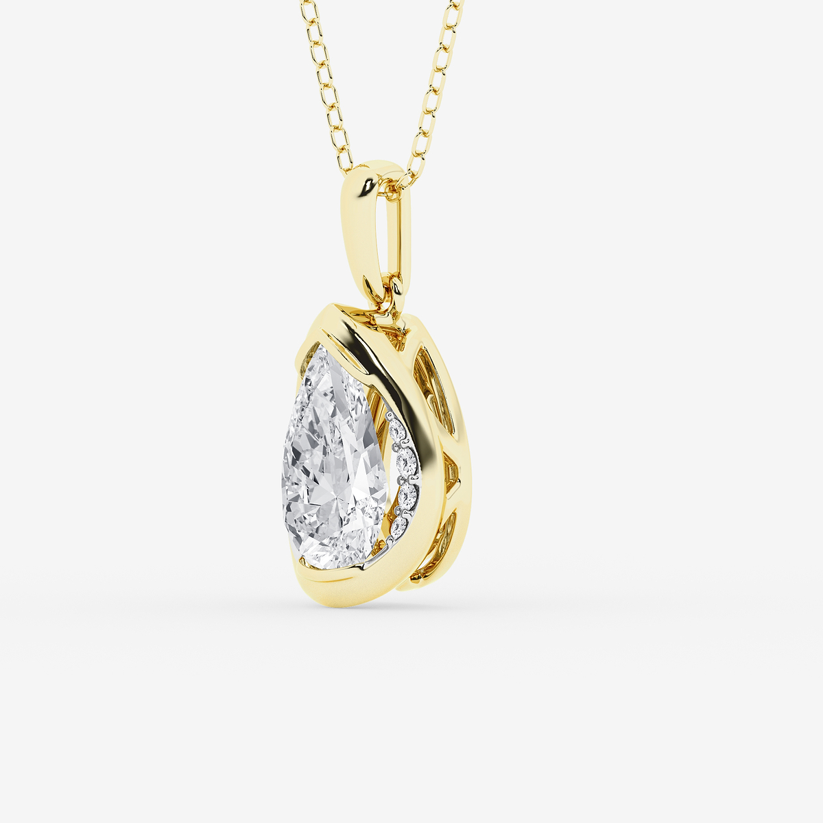 Additional Image 1 for  2 ctw Pear Lab Grown Diamond Half Bezel Statement Pendant