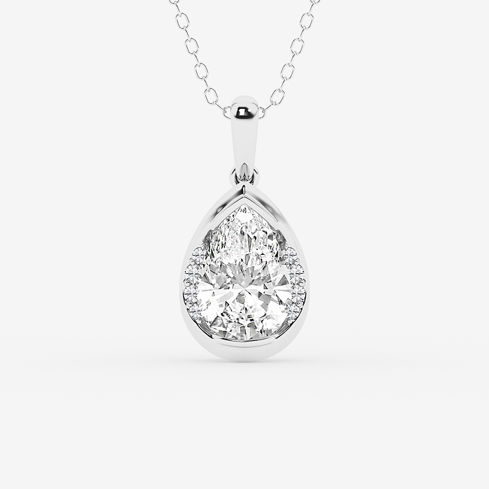 2 ctw Pear Lab Grown Diamond Half Bezel Statement Pendant
