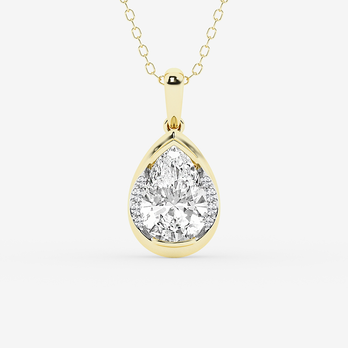 2 ctw Pear Lab Grown Diamond Half Bezel Statement Pendant