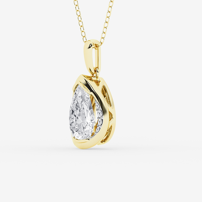 Pear Half Bezel Statement Pendant