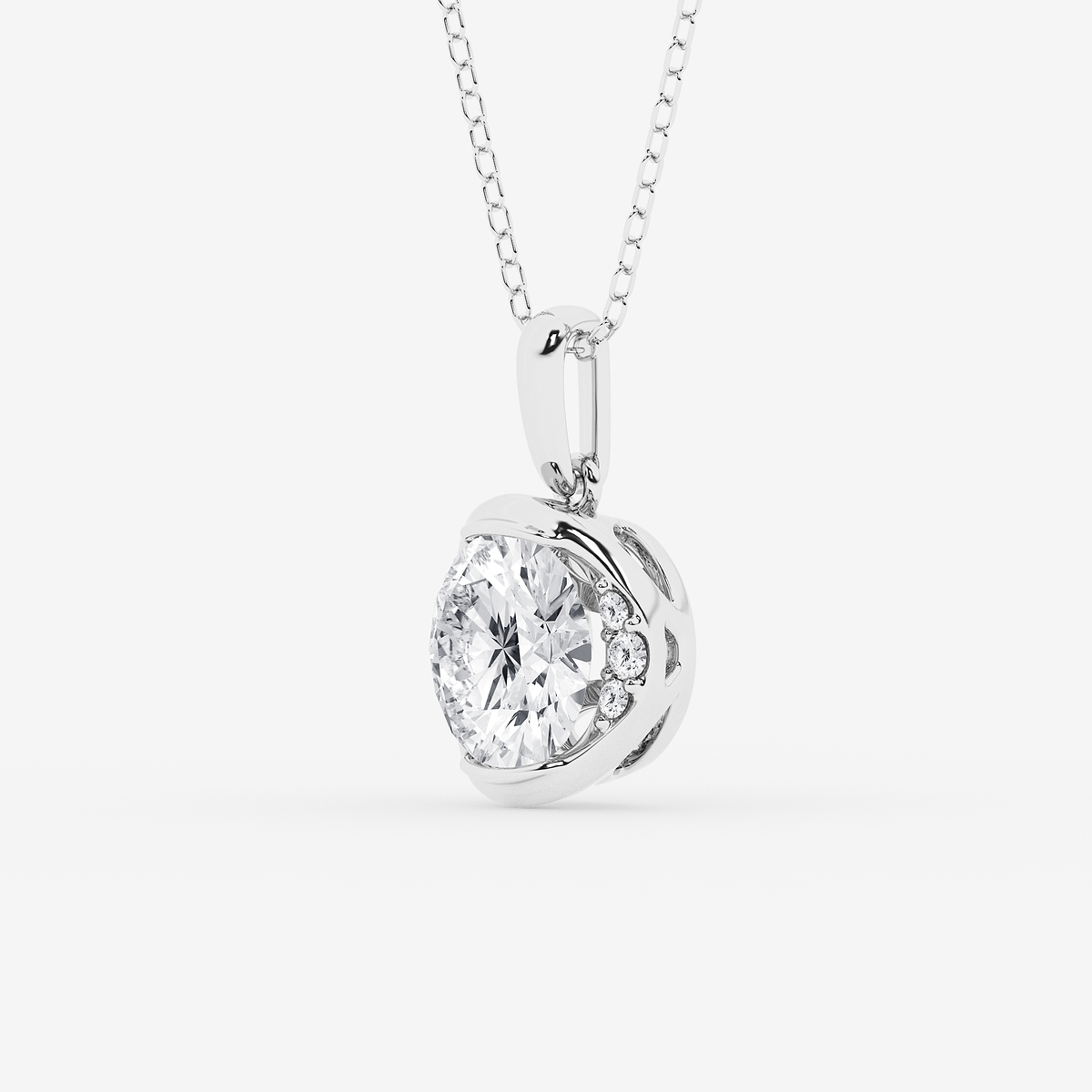 Additional Image 1 for  2 ctw Round Lab Grown Diamond Half Bezel Statement Pendant