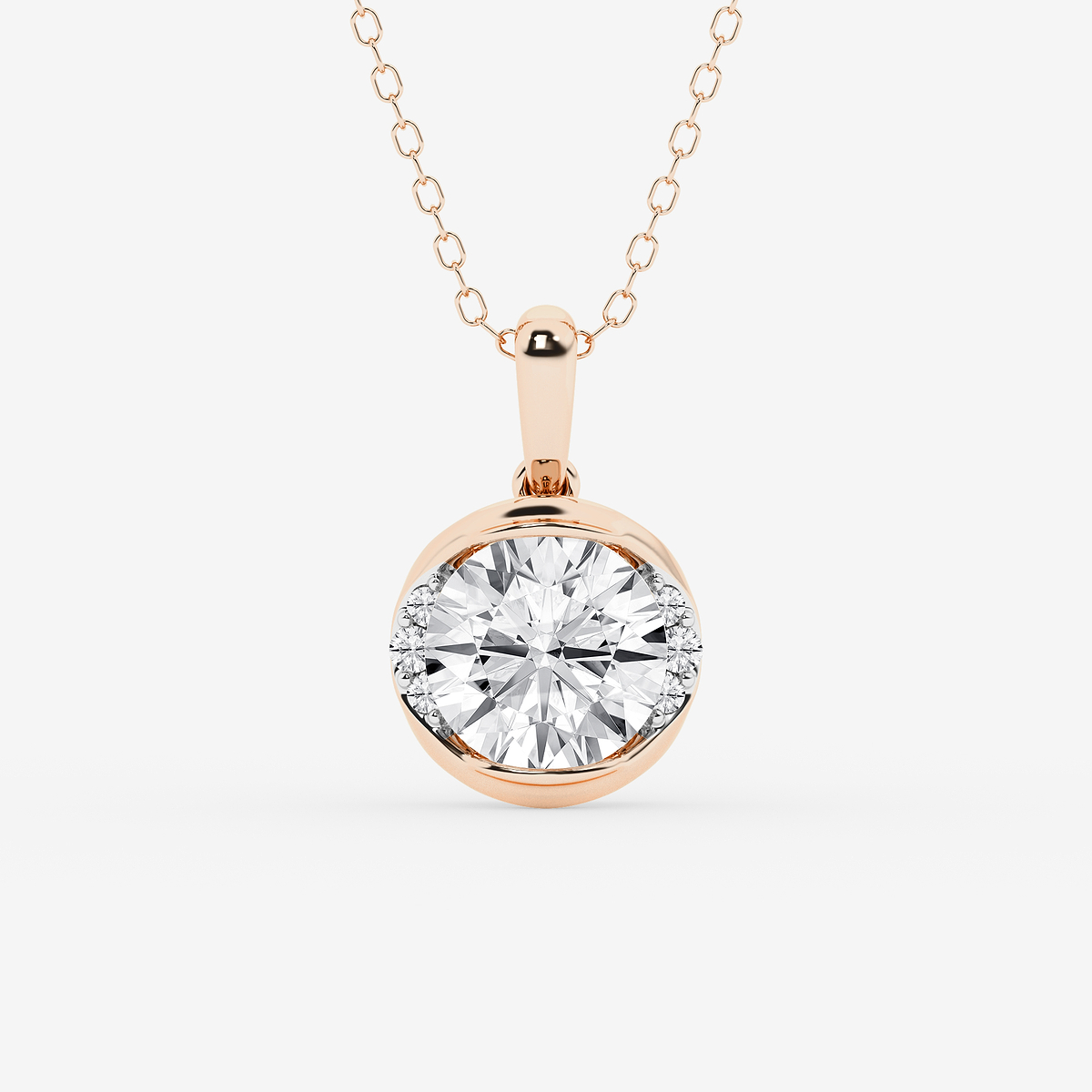 2 ctw Round Lab Grown Diamond Half Bezel Statement Pendant