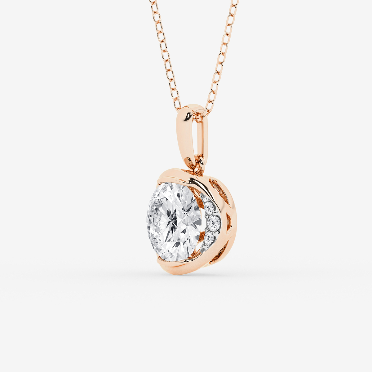 Additional Image 1 for  2 ctw Round Lab Grown Diamond Half Bezel Statement Pendant