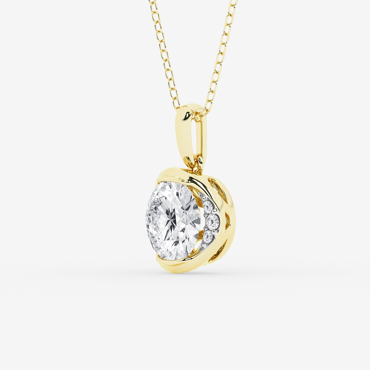 Additional Image 1 for  2 ctw Round Lab Grown Diamond Half Bezel Statement Pendant