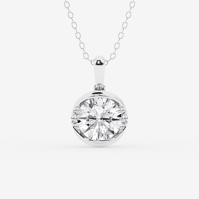 2 ctw Round Lab Grown Diamond Half Bezel Statement Pendant