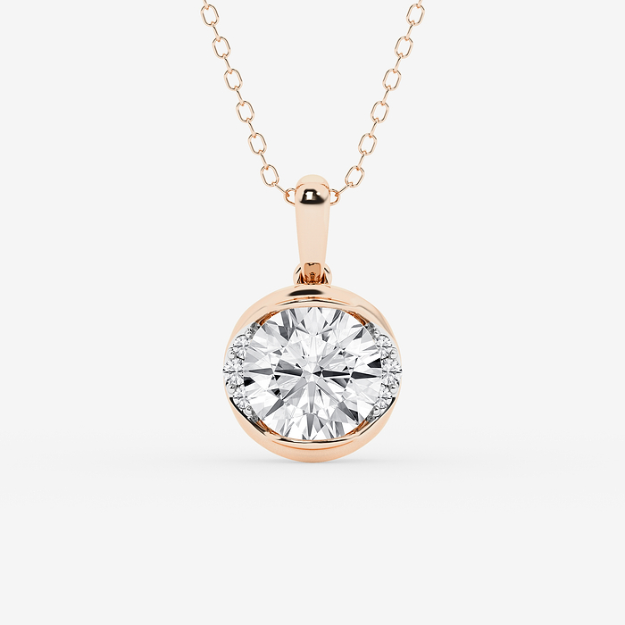 2 ctw Round Lab Grown Diamond Half Bezel Statement Pendant