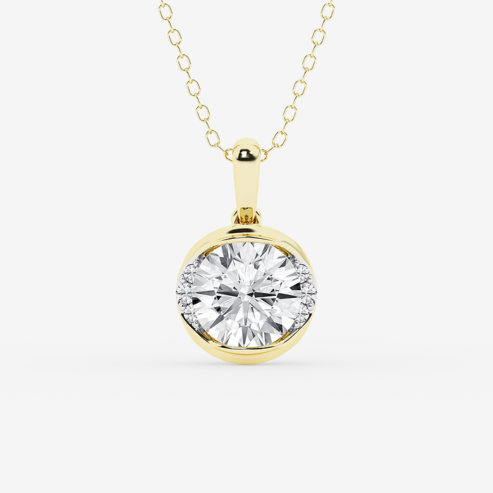 2 ctw Round Lab Grown Diamond Half Bezel Statement Pendant